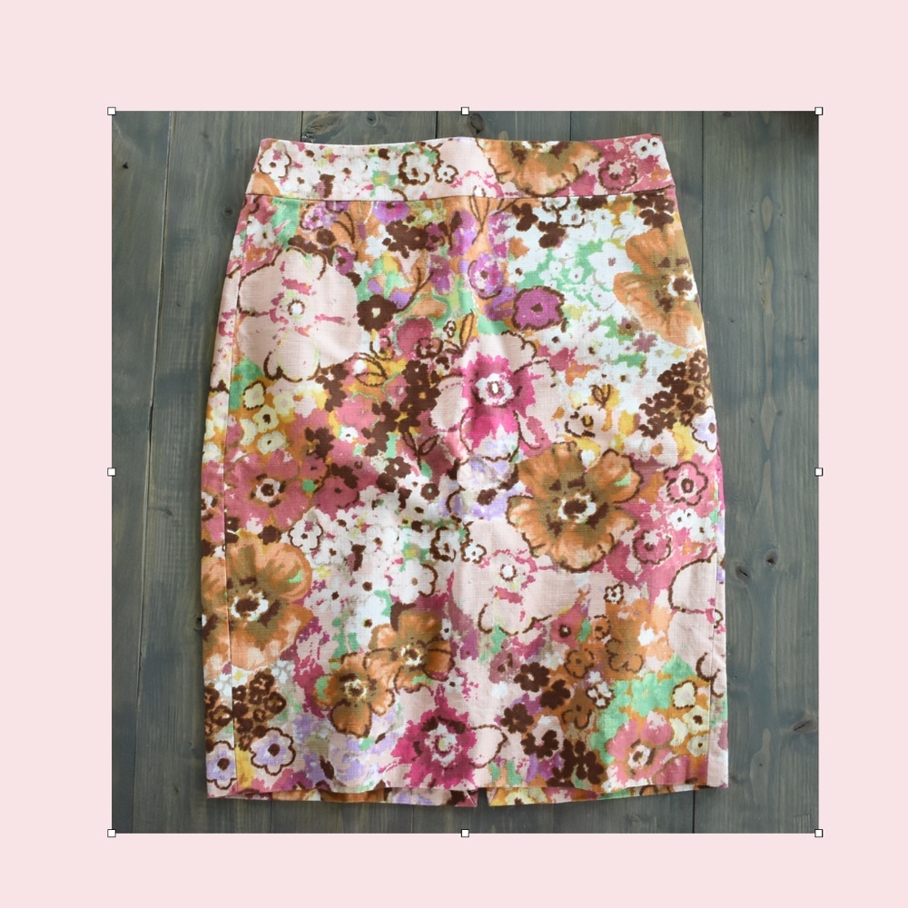 J. Crew Pastiche Watercolor floral pencil skirt